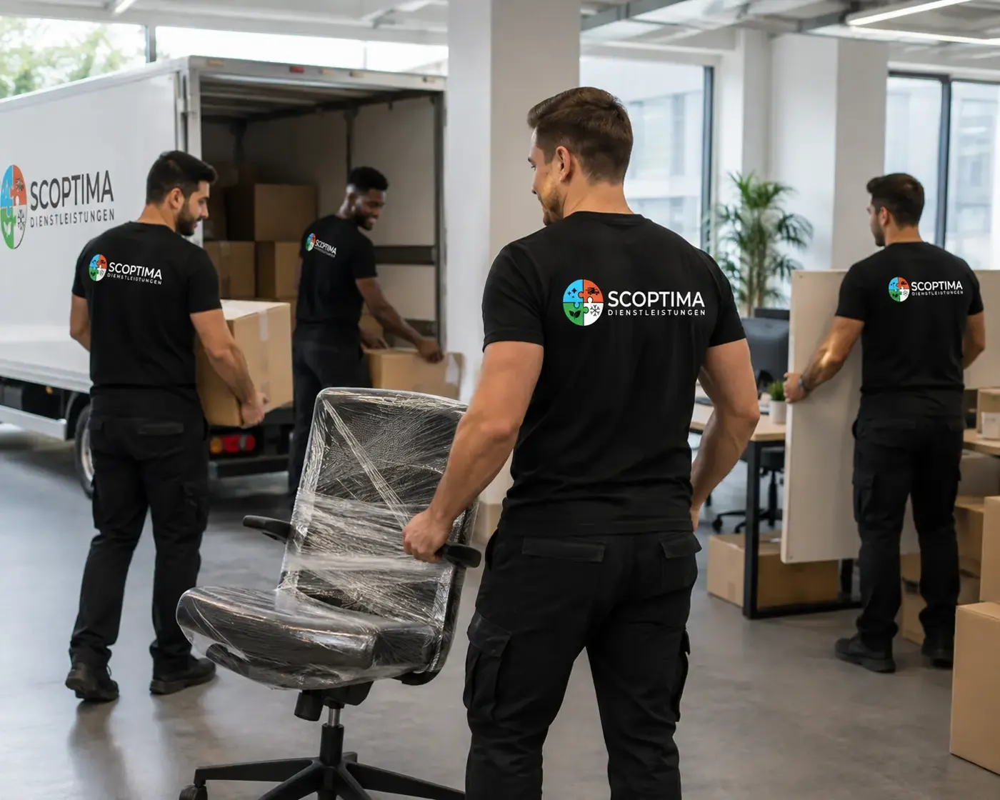 Scoptima Team beim Büroumzug in Hamburg